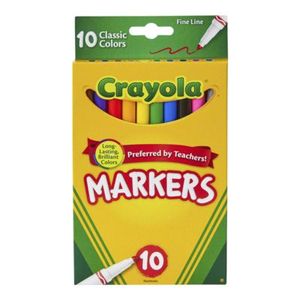 Crayola Markers Plumones Línea Fina Cj x 10 Unidades