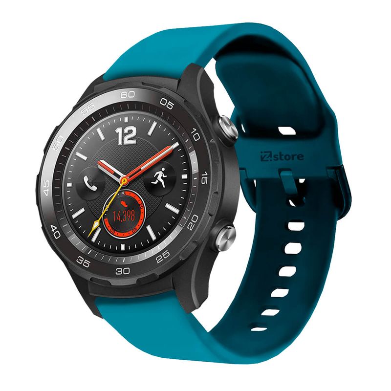 Correa Compatible Con Huawei Watch 2 Classic Azul Turqueza Hebilla 22mm