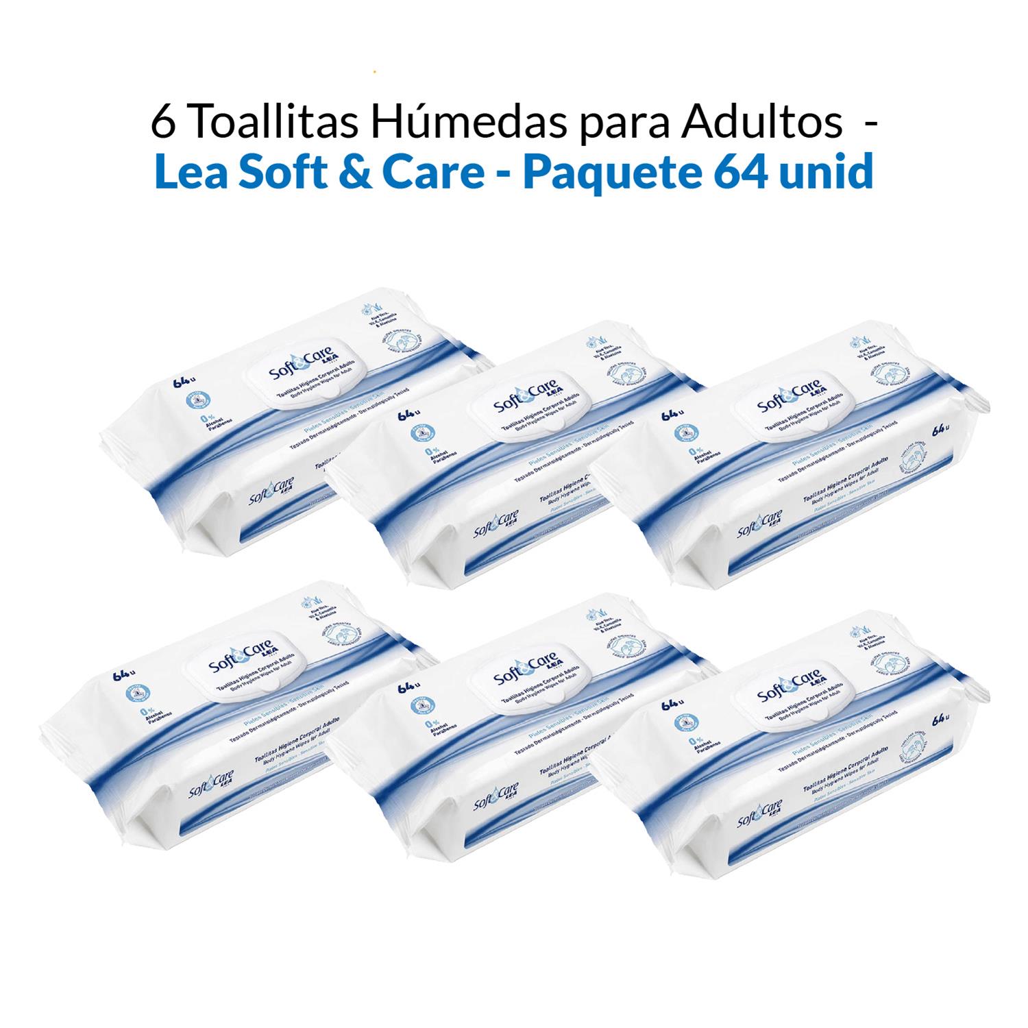 2 Toallitas Húmedas para Adultos - Lea Soft & Care - Paquete 64