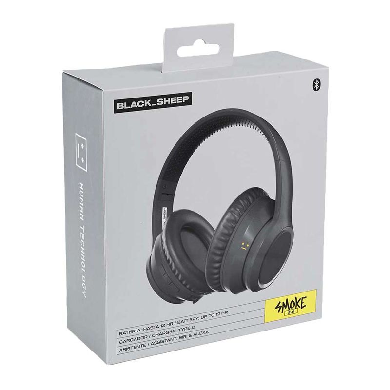 Aud fonos bluetooth over ear Black Sheep Smoke 2 micr fono