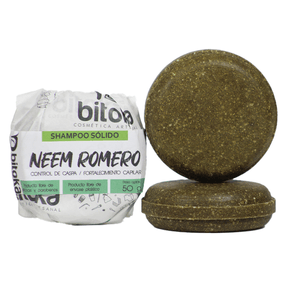 Shampoo Sólido Bitoka para Fortalecimiento Capilar y Problemas de Caspa de Neem y Romero