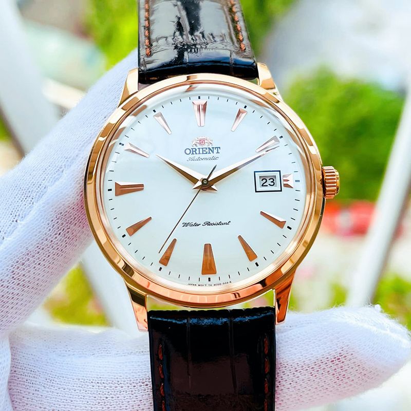 Reloj Orient Bambino 2 FAC00002W0 Automático Acero Inoxidable Dorado Cuero  Marrón