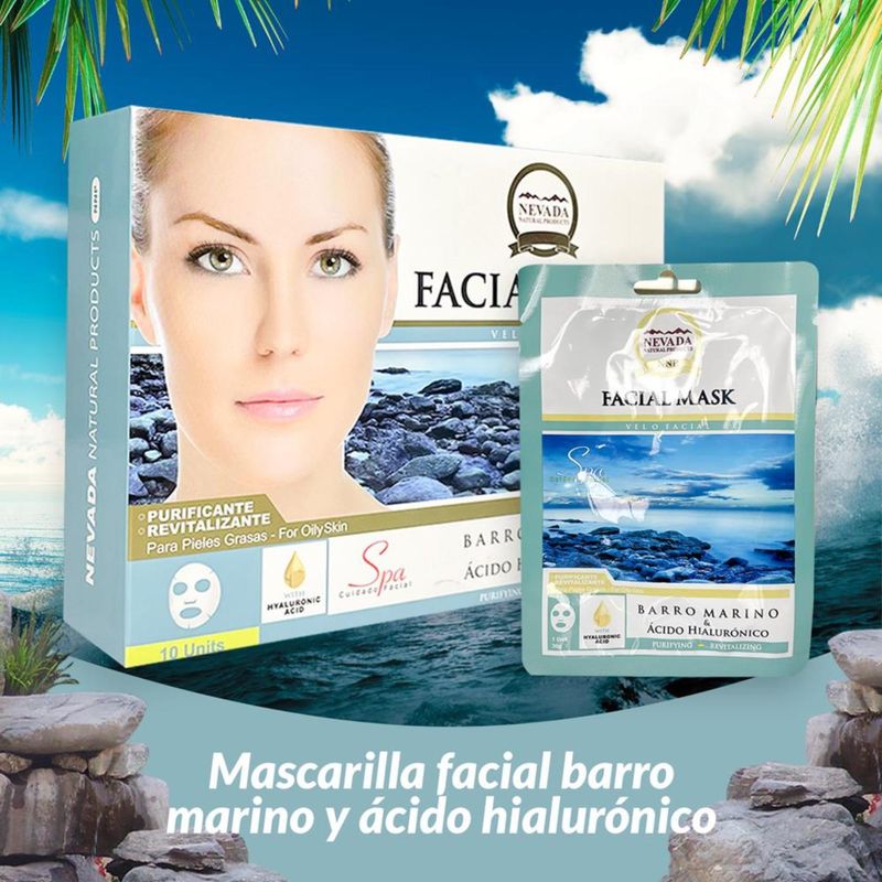 Velo Facial Barro Marino Y ácido Hialurónico 10und