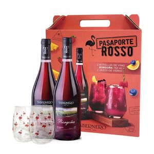Pasaporte Rosso 2 Borgoña 750 ML + 2 Vasos